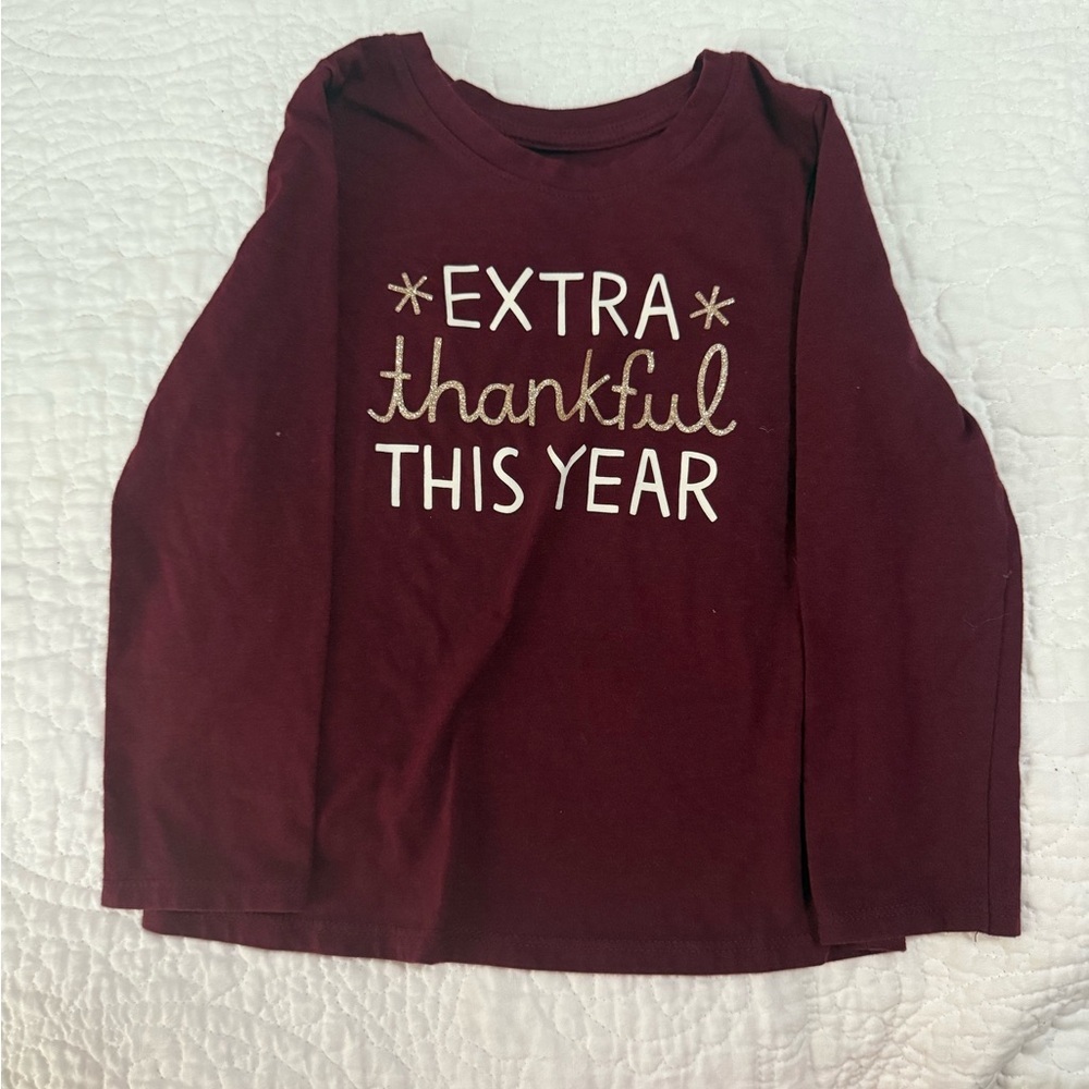 EUC size 4T Cat & Jack Red Long Sleeve Tee Extra Thankful